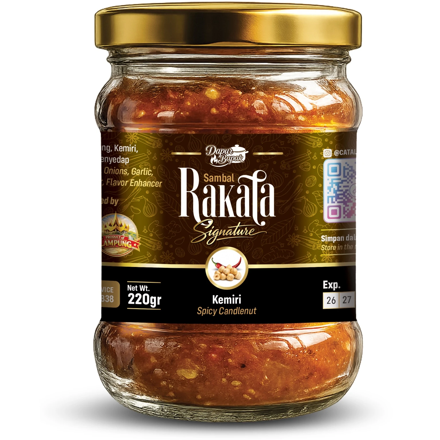 Sambal Rakata Signature Kemiri 220 g dalam botol kaca