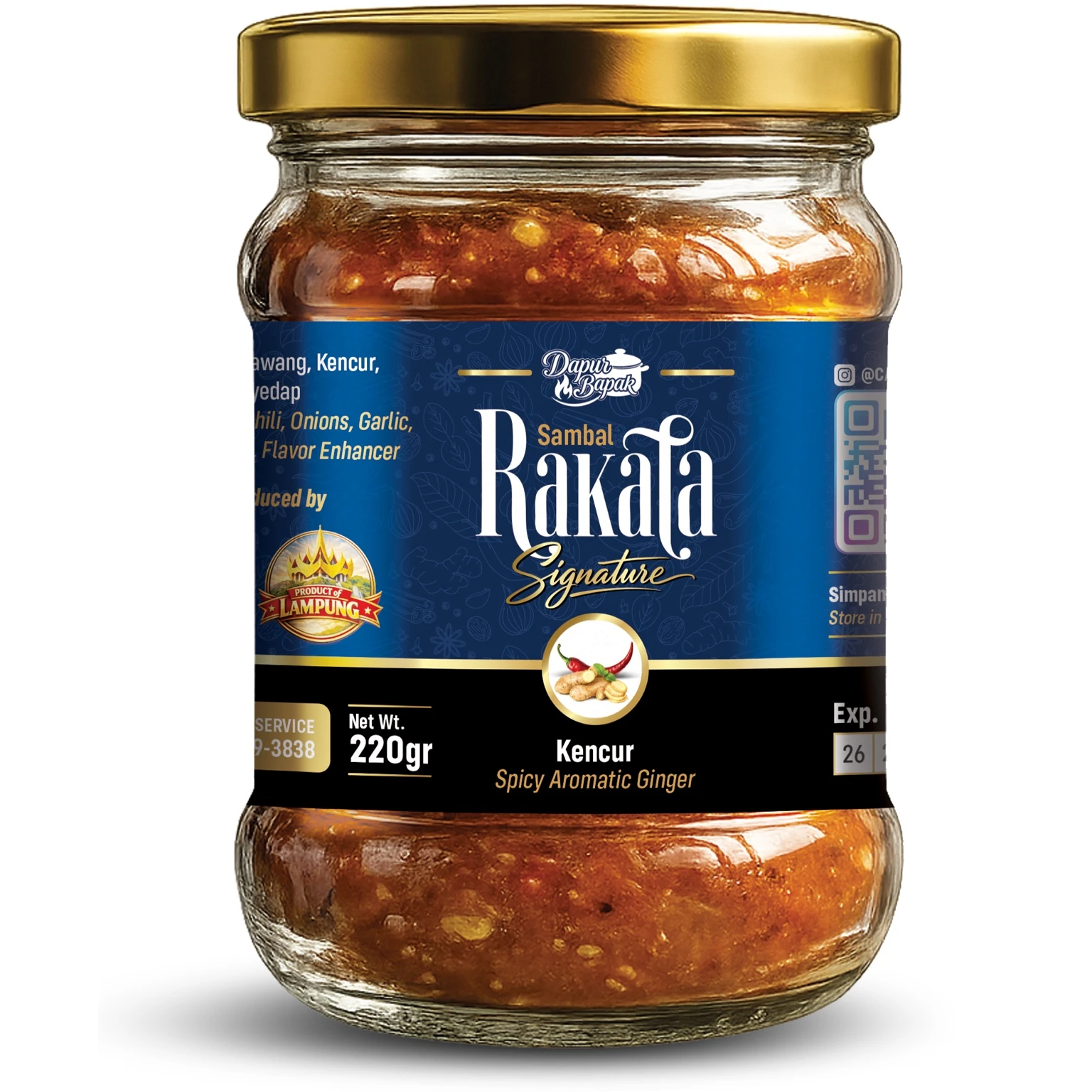 Sambal Rakata Signature Kencur 220 g dalam botol kaca