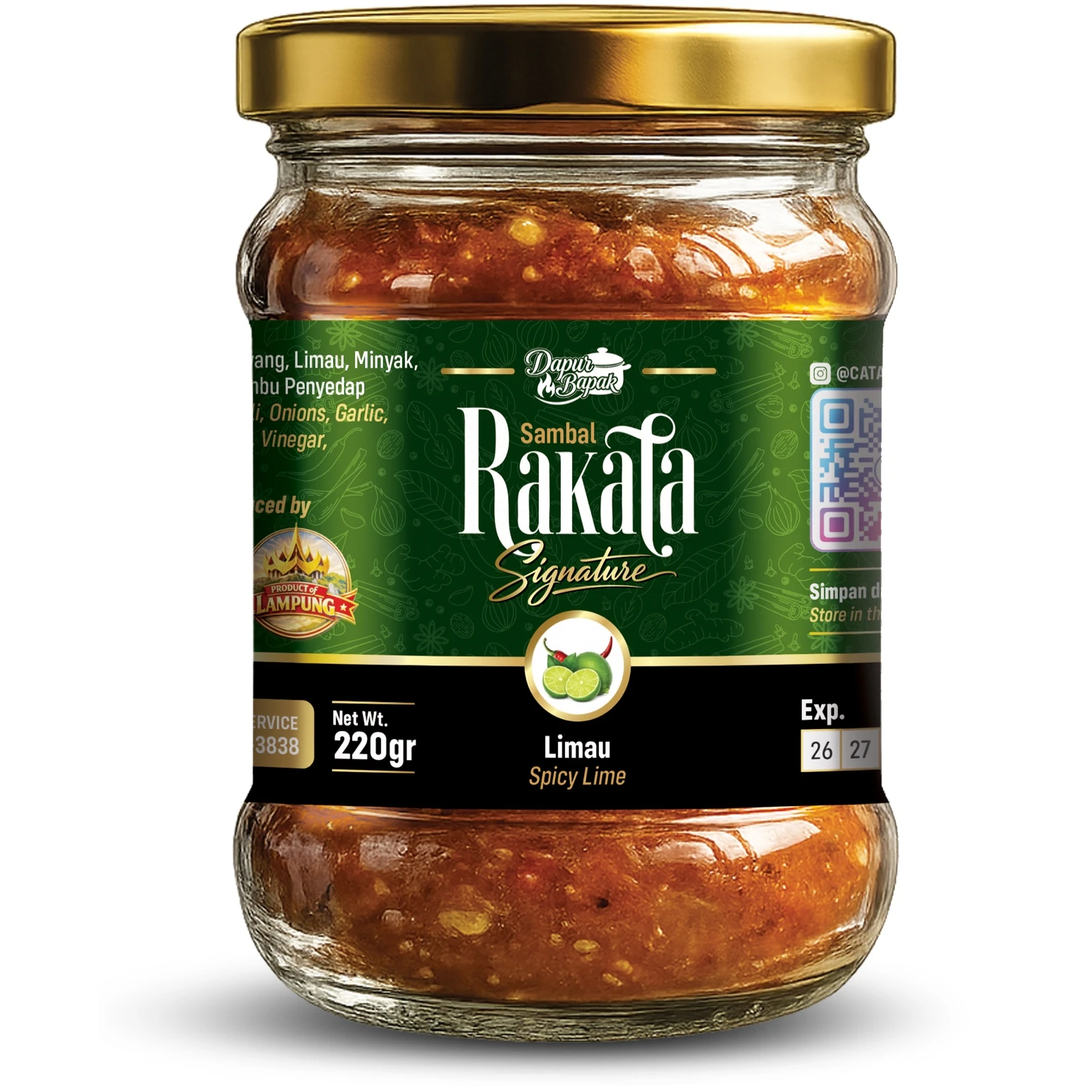 Sambal Rakata Signature Limau 220 g dalam botol kaca
