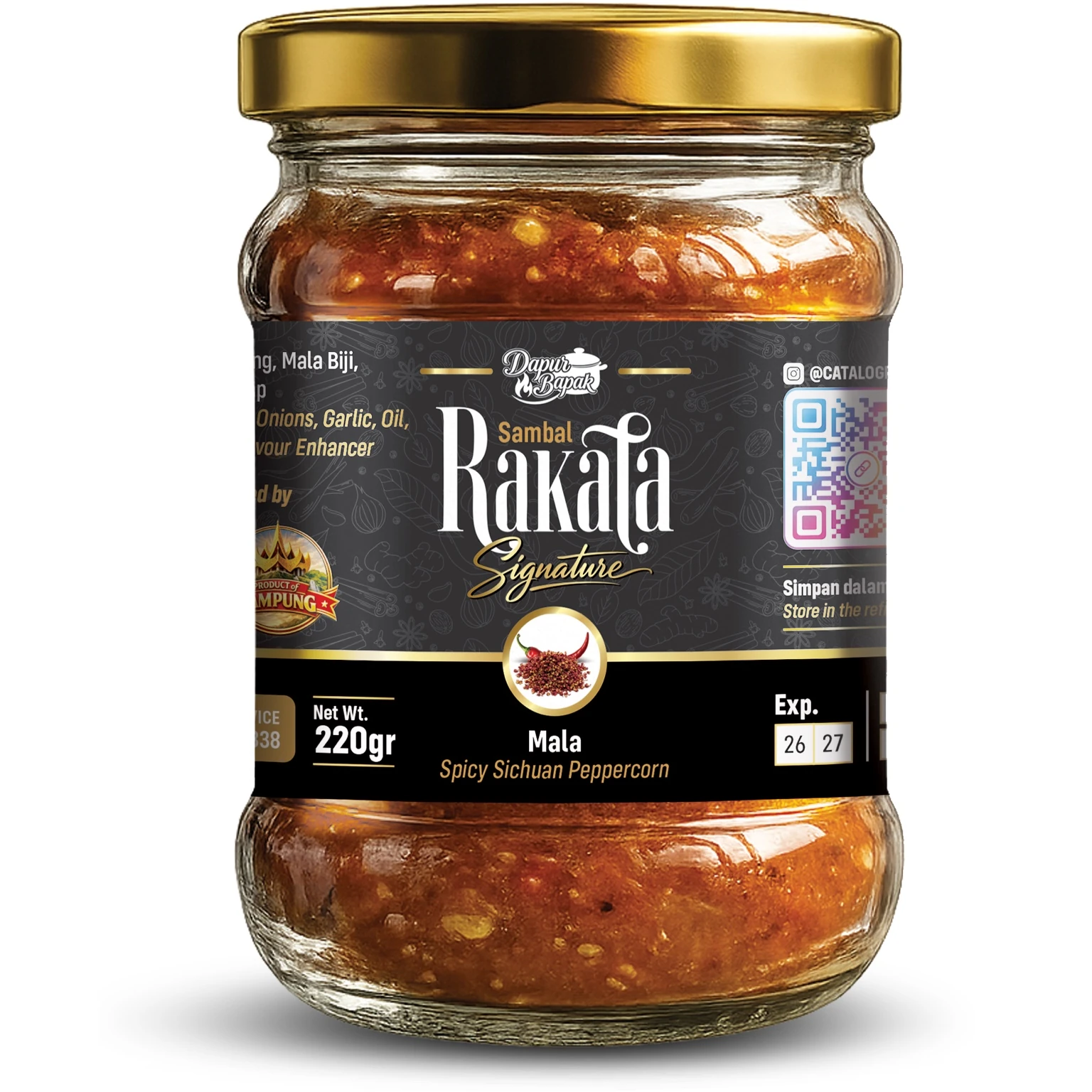 Sambal Rakata Signature Mala 220 g dalam botol kaca